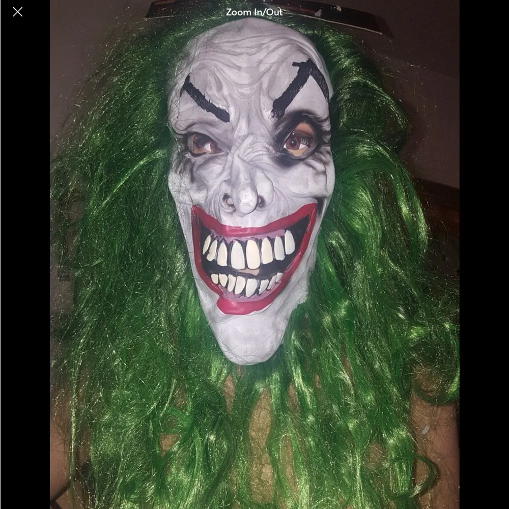 Clown Mask with Hair Costume Party Cosplay Jokester Clown NWOT Costume Mask